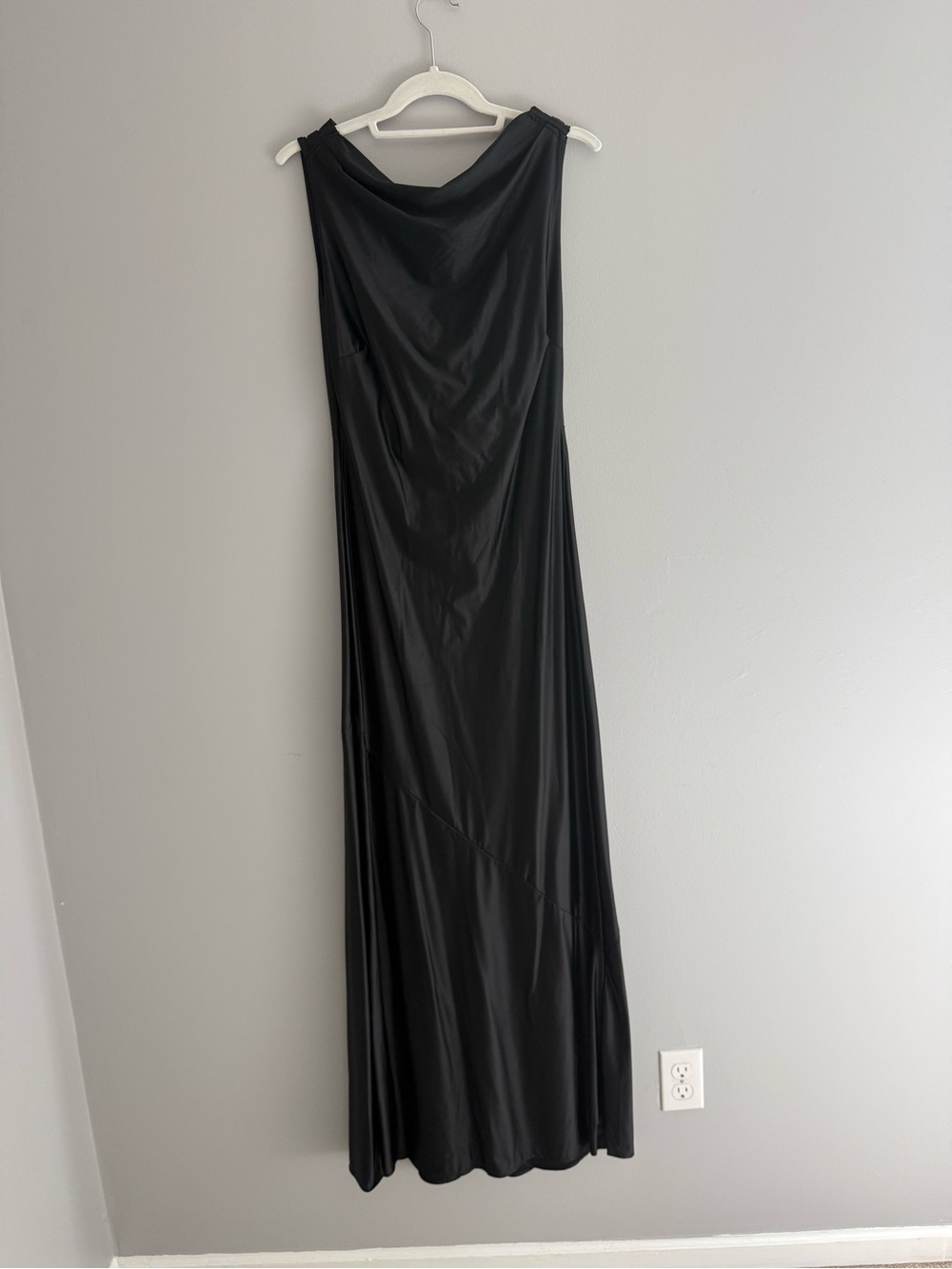 Satin Draped Neck Maxi Dress